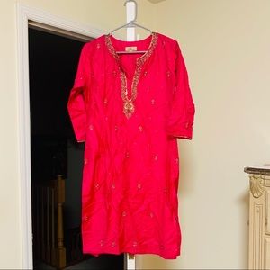 Pink and Gold Sequin Kurta